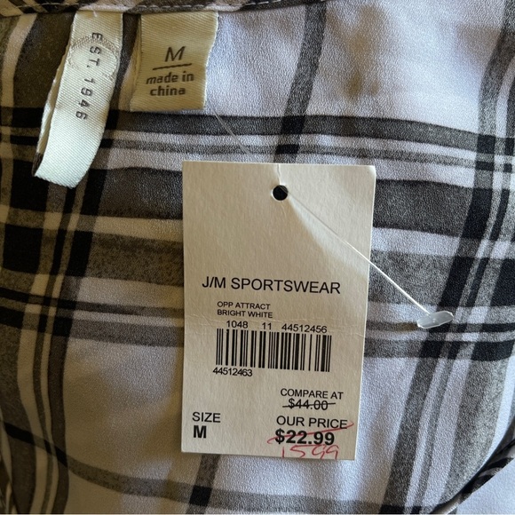 NWT JM SPORTSWEAR WOMENS BLOUSE CASCADING RUFFLE UNEVEN HEM FLOWING BITTOM‎ MED - Picture 2 of 7